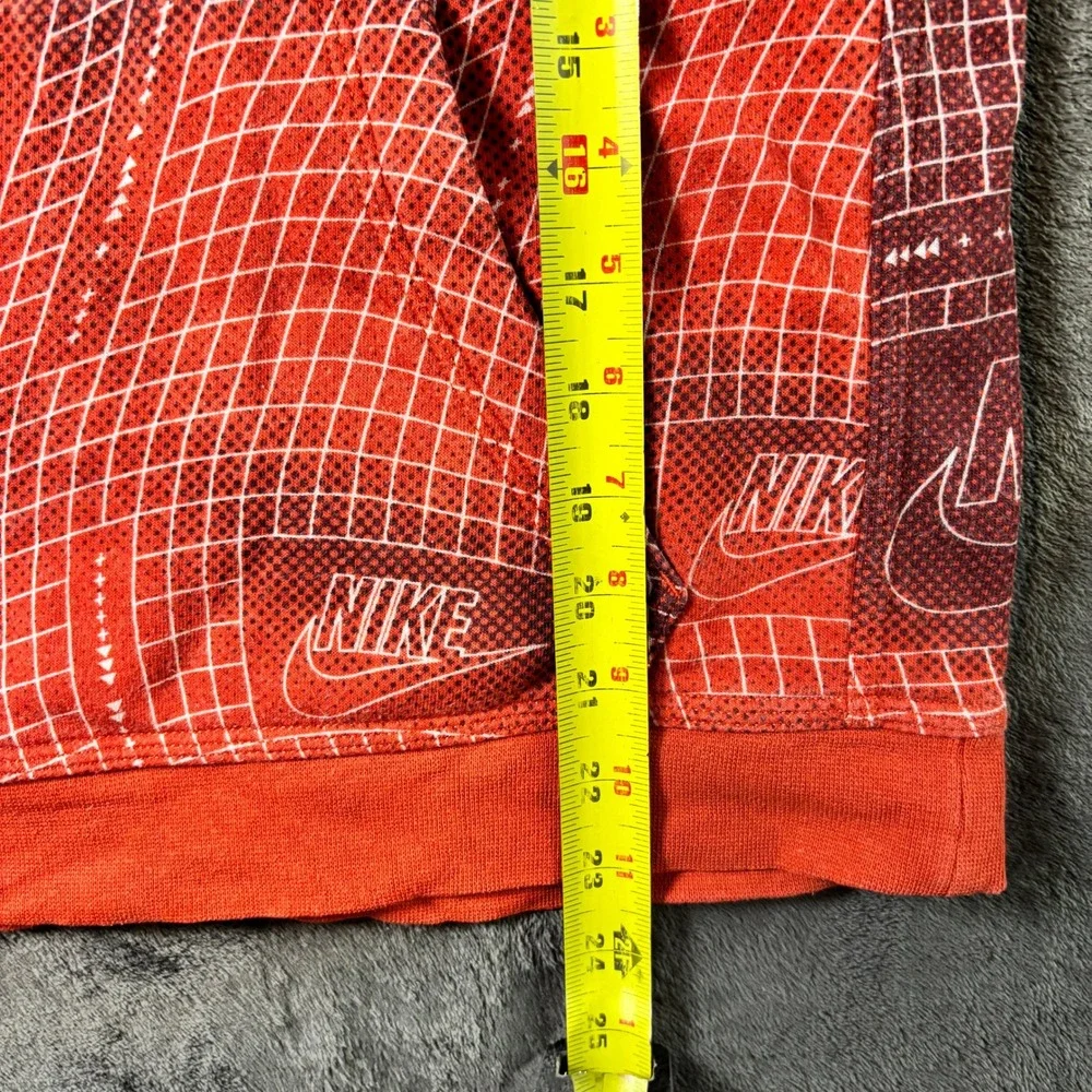 Nike Kids XL Orange Grid Warp All Over Print‎ Pullover Hoodie Swoosh Logo